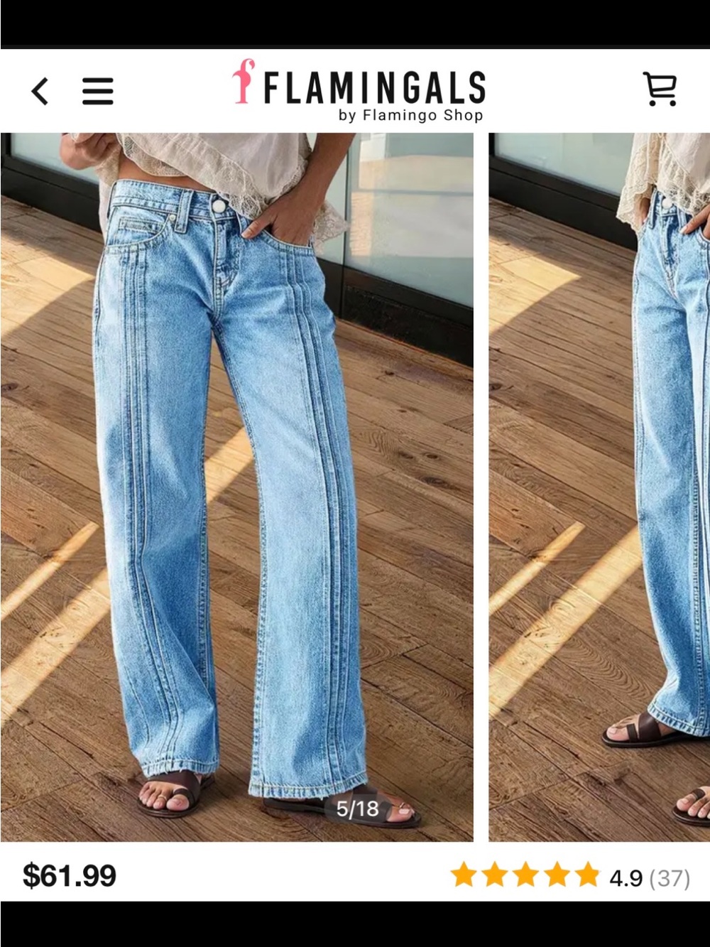 NWT FLAMINGALS Wash Stitch Straight Leg Jeans, Mid-Rise Modern Casual (10-12) L